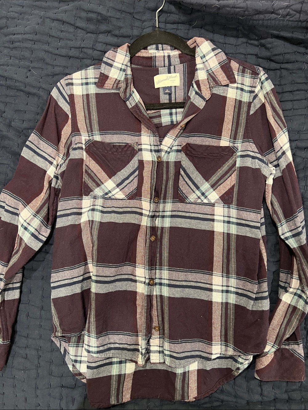 Universal Thread Burgundy Plaid Button-Front Shirt
